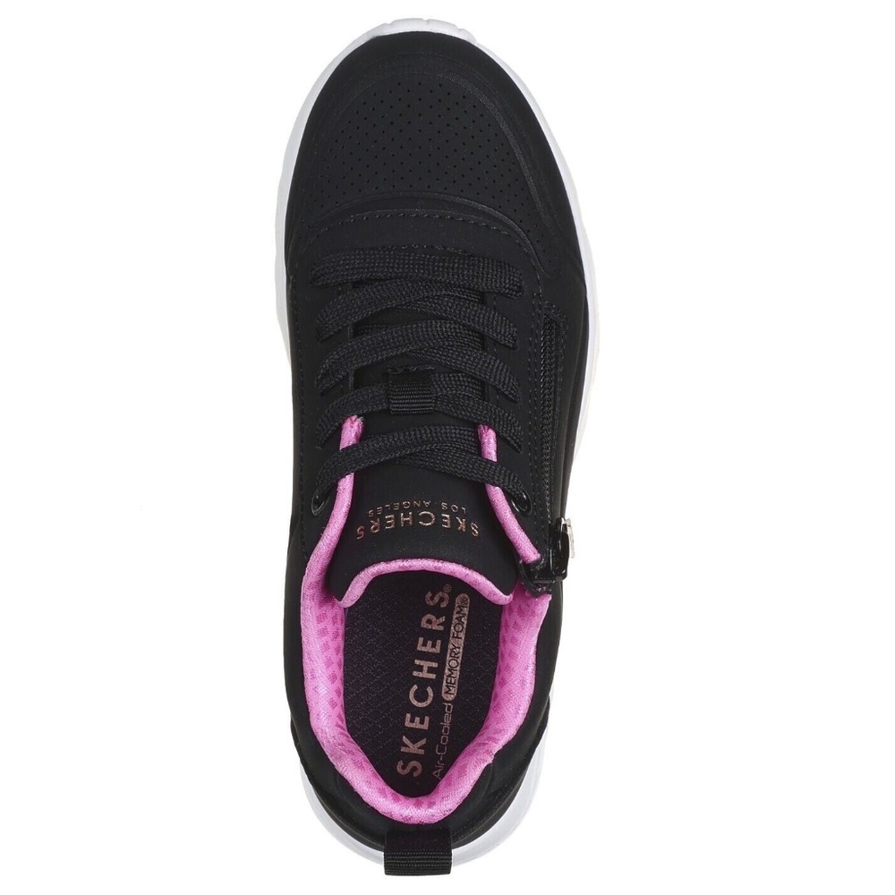 New Skechers UNO LITE EASY ZIP Sneaker Black/Pink Size US 13.5 Kids Shoes NIB - Picture 1 of 9